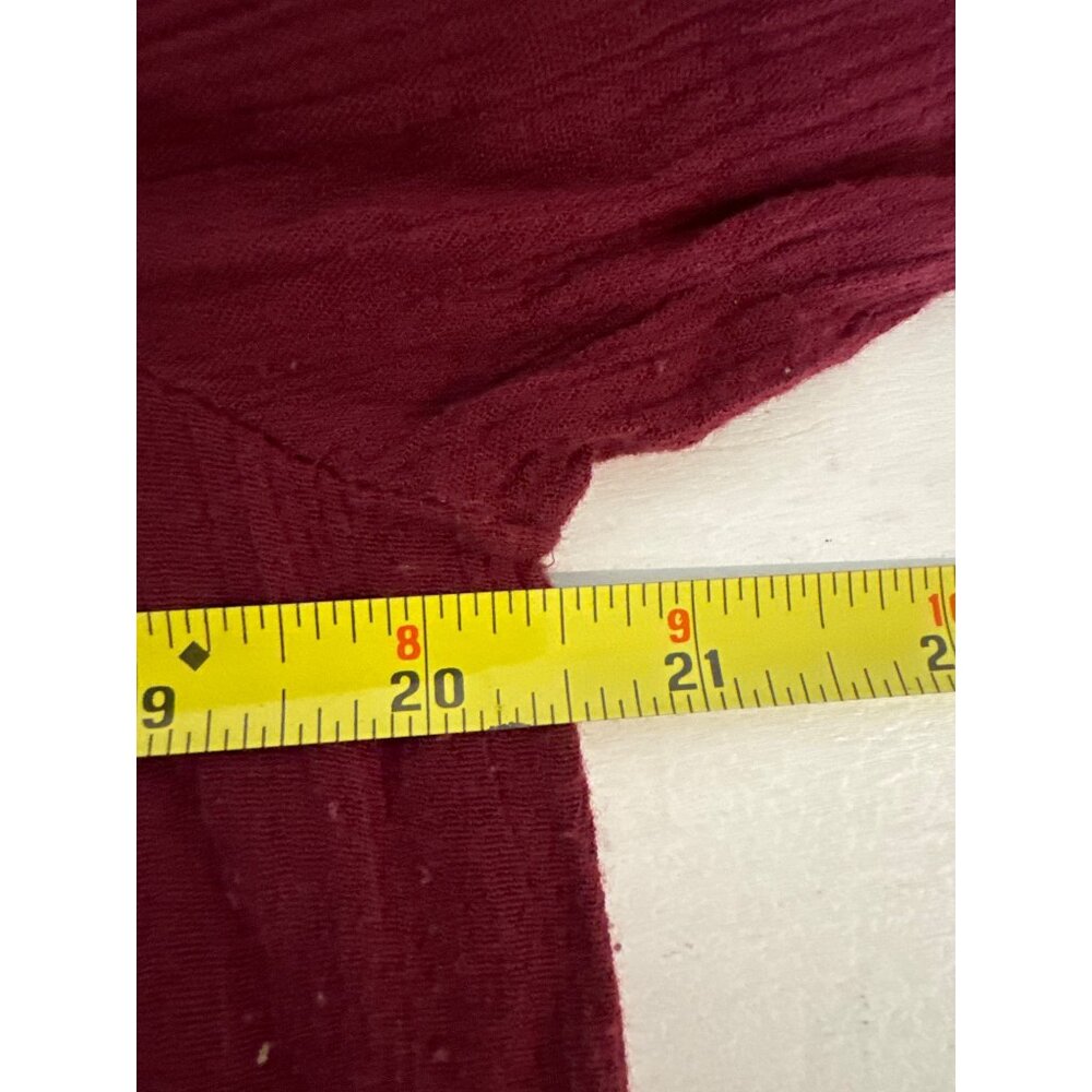 Entro Womens Top Sz L Maroon Embroidered Tunic Floral Embroidered Boho Tasseled - Picture 6 of 10